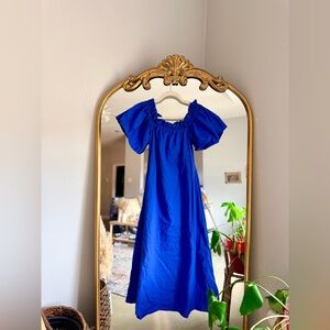 The lulo project off the shoulder blue maxi dress small